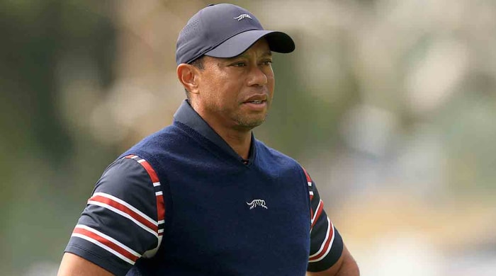 Tiger Woods waits during the second round of the 2024 Genesis Invitational at Riviera Country Club iin Pacific Palisades, Calif.